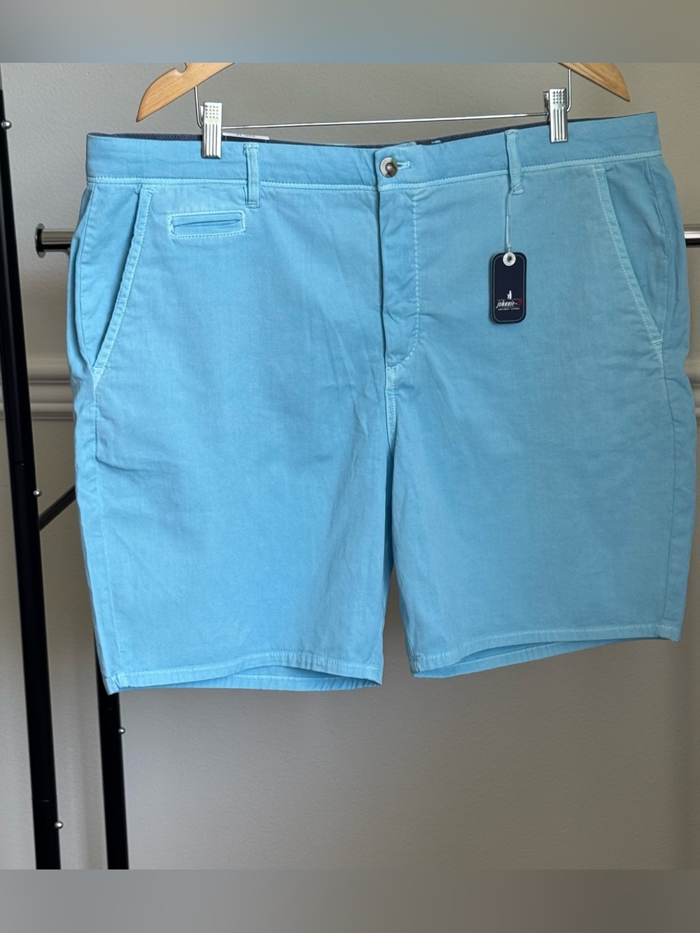 Johnnie-O Shorts Men's 38 Blue Stretch Chino Flat Front Casual 8 Inch Inseam NWT